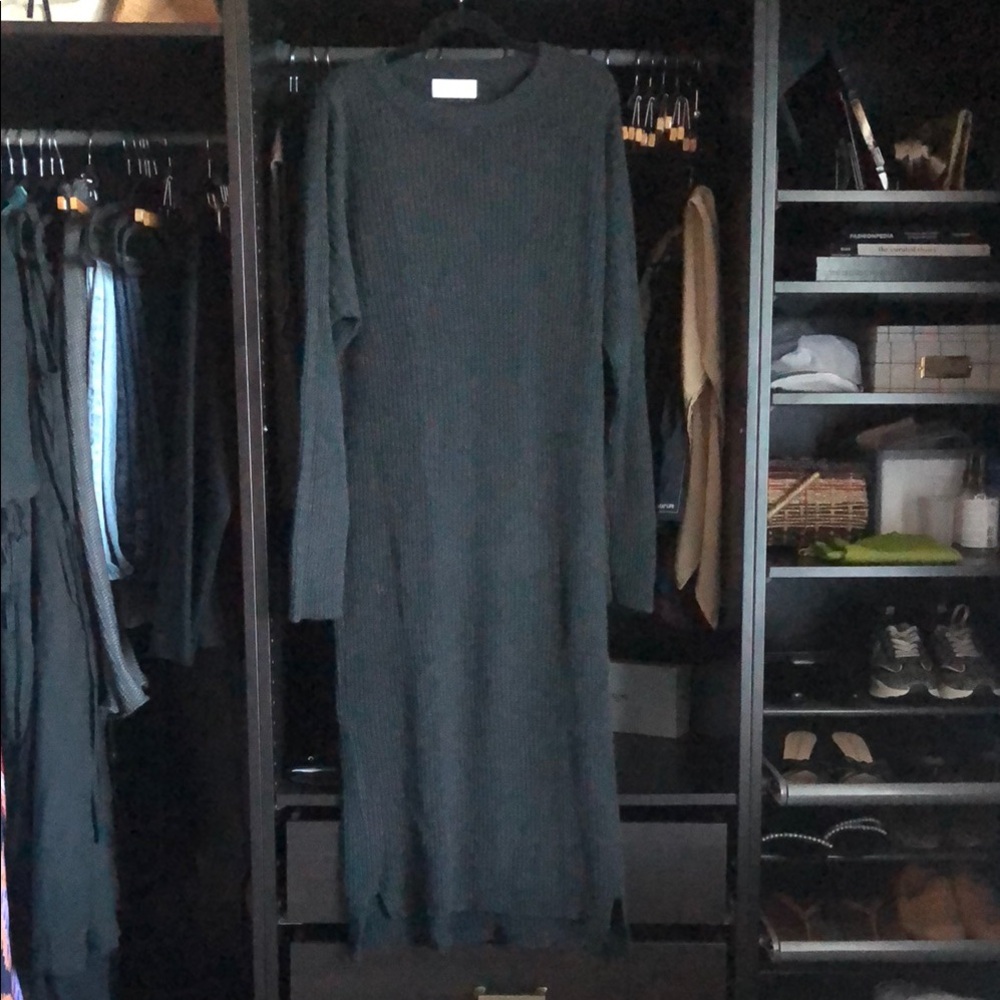 Modern Weaving Cashmere Dress- Charcoal